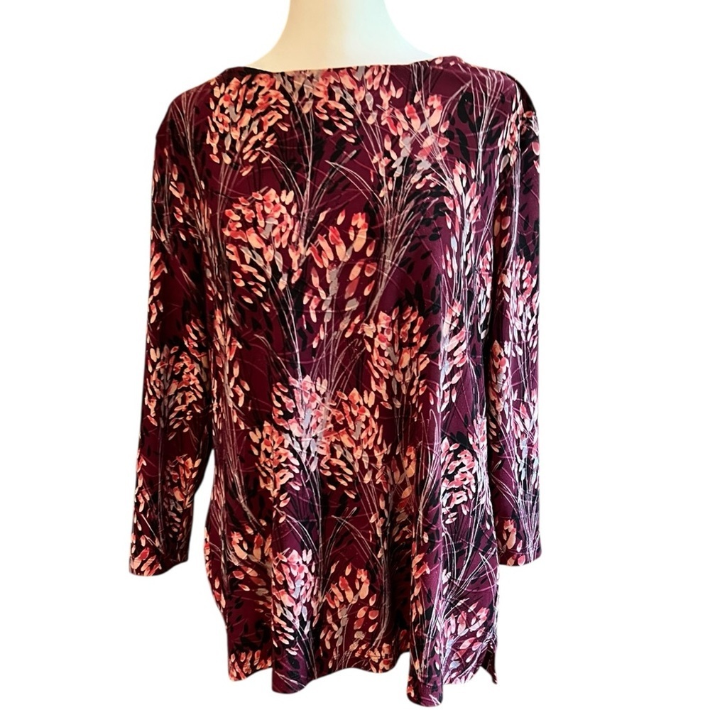 Croft & Barrow Burgundy Floral Blouse